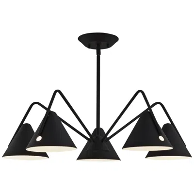 Justice Design Zag 28" Wide Matte Black Textured 5-light Led Chandelier