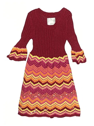 Pre-owned Justice Kids' Dress In Burgundy