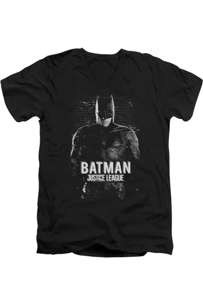 Justice League Movie Batman Short Sleeve Adult V Neck Premium Cotton Tee / T-shirt In Black