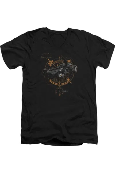 Justice League Movie Batmobile Short Sleeve Adult V Neck Premium Cotton Tee / T-shirt In Black