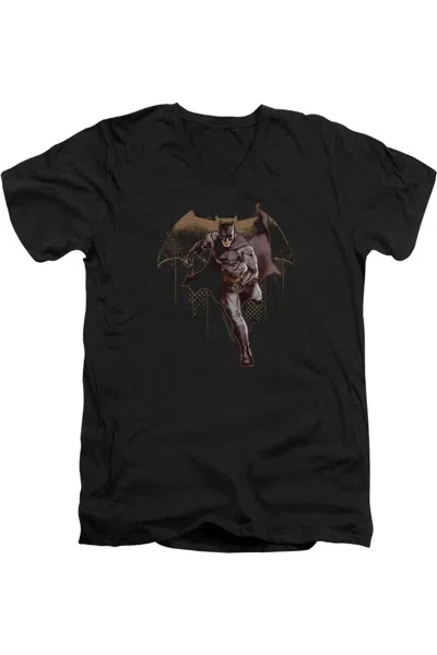 Justice League Movie Caped Crusader Short Sleeve Adult V Neck Premium Cotton Tee / T-shirt In Black