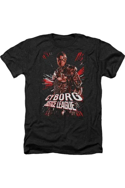 Justice League Movie Cyborg Adult Heather Tee / T-shirt In Black