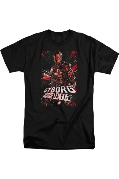 Justice League Movie Cyborg Short Sleeve Adult Tall Tee / T-shirt In Black