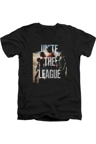 Justice League Movie Dawn Short Sleeve Adult V Neck Premium Cotton Tee / T-shirt In Black