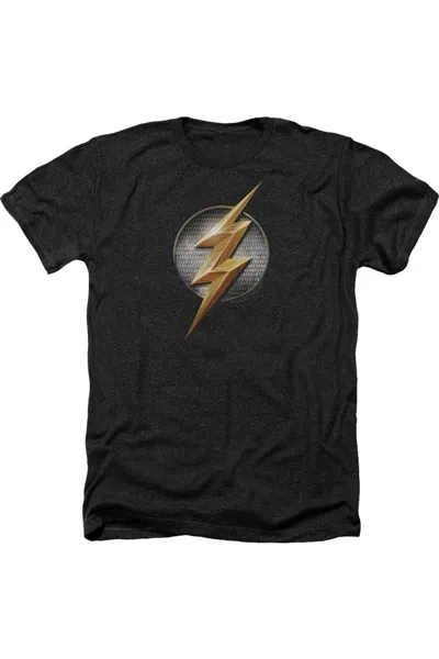 Justice League Movie Flash Logo Adult Heather Tee / T-shirt In Black