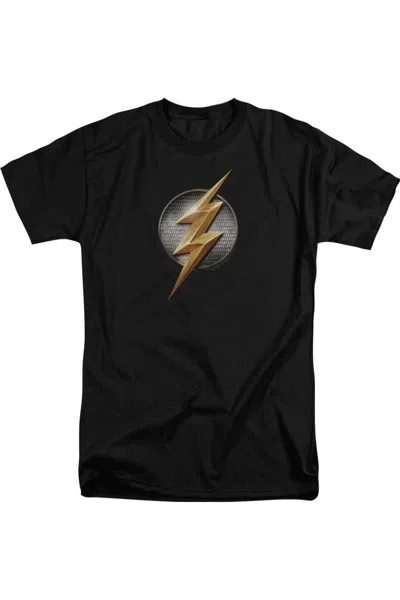Justice League Movie Flash Logo Short Sleeve Adult Tall Tee / T-shirt In Black