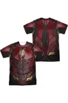 Justice League Movie Flash Uniform (front/back Print) Short Sleeve Adult Poly Crew Tee / T-shirt In White
