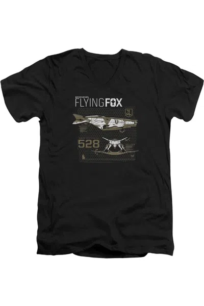 Justice League Movie Flying Fox Short Sleeve Adult V Neck Premium Cotton Tee / T-shirt In Black