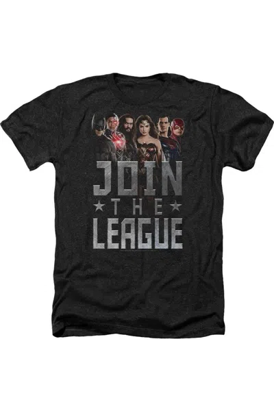 Justice League Movie Join The League Adult Heather Tee / T-shirt In Black