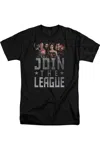Justice League Movie Join The League Short Sleeve Adult Tall Tee / T-shirt In Black