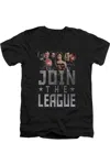 Justice League Movie Join The League Short Sleeve Adult V Neck Premium Cotton Tee / T-shirt In Black