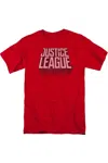 Justice League Movie League Distressed Short Sleeve Adult Tee / T-shirt In Red