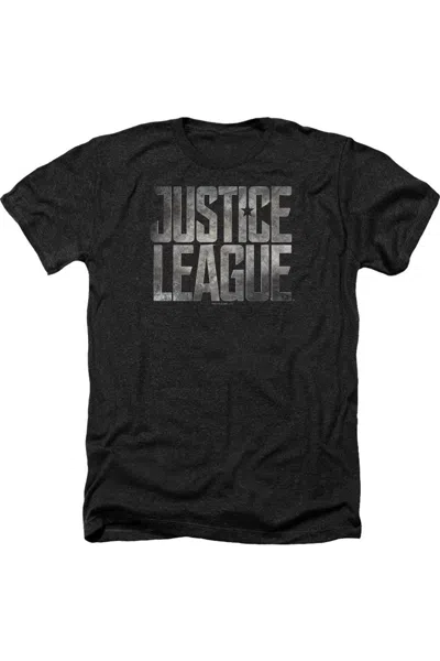 Justice League Movie Metal Logo Adult Heather Tee / T-shirt In Black