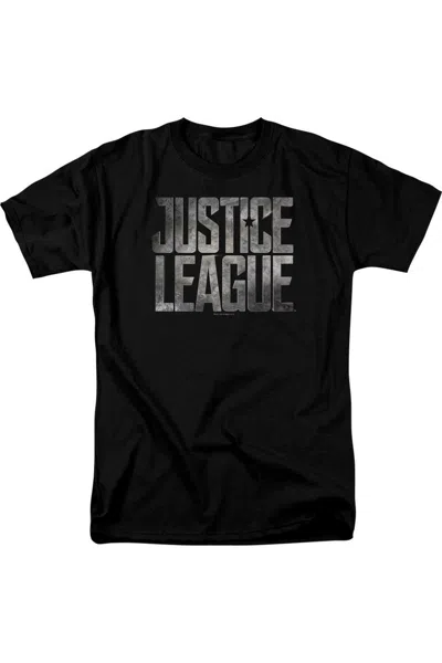 Justice League Movie Metal Logo Short Sleeve Adult Tee / T-shirt In Black