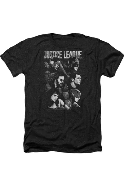 Justice League Movie Pushing Forward Adult Heather Tee / T-shirt In Black
