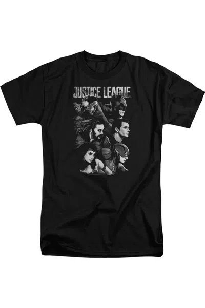 Justice League Movie Pushing Forward Short Sleeve Adult Tall Tee / T-shirt In Black