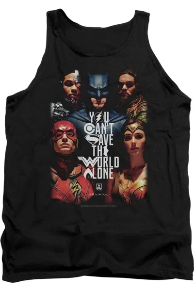 Justice League Movie Save The World Poster Adult Tank Top In Black