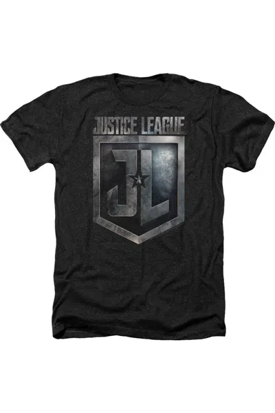 Justice League Movie Shield Logo Adult Heather Tee / T-shirt In Black