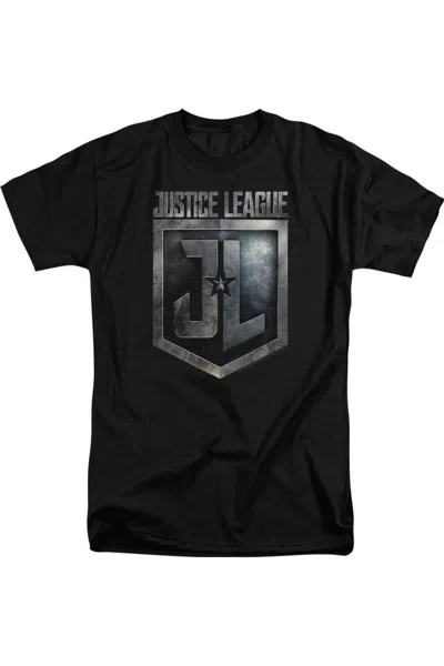 Justice League Movie Shield Logo Short Sleeve Adult Tall Tee / T-shirt In Black