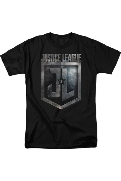 Justice League Movie Shield Logo Short Sleeve Adult Tee / T-shirt In Black