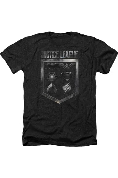 Justice League Movie Shield Of Emblems Adult Heather Tee / T-shirt In Black