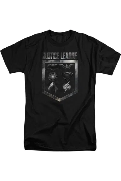 Justice League Movie Shield Of Emblems Short Sleeve Adult Tall Tee / T-shirt In Black