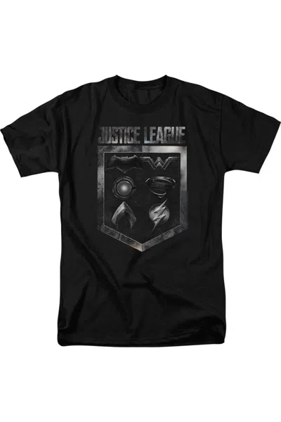 Justice League Movie Shield Of Emblems Short Sleeve Adult Tee / T-shirt In Black