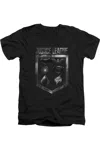 Justice League Movie Shield Of Emblems Short Sleeve Adult V Neck Premium Cotton Tee / T-shirt In Black