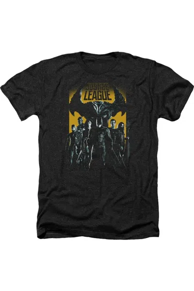 Justice League Movie Stand Up To Evil Adult Heather Tee / T-shirt In Black