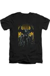 Justice League Movie Stand Up To Evil Short Sleeve Adult V Neck Premium Cotton Tee / T-shirt In Black