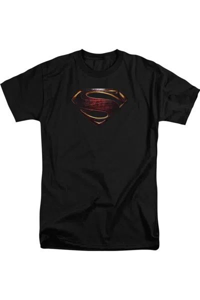 Justice League Movie Superman Logo Short Sleeve Adult Tall Tee / T-shirt In Black