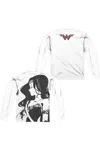 Justice League Movie Wonder Woman Profile (front/back Print) Long Sleeve Adult Poly Crew Tee / T-shirt In White
