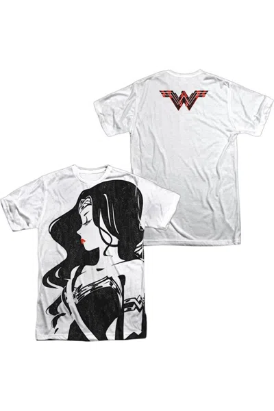 Justice League Movie Wonder Woman Profile (front/back Print) Short Sleeve Adult Poly Crew Tee / T-shirt In White