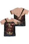 Justice League Movie Wonder Woman Uniform (front/back Print) Short Sleeve Adult Poly Crew Tee / T-shirt In Brown