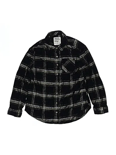 Pre-owned Justice Kids' Long Sleeve Button Down Shirt In Black
