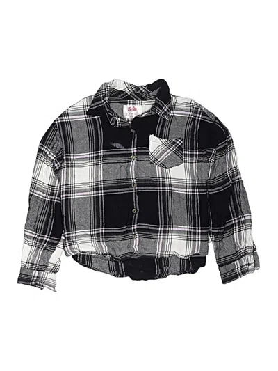 Pre-owned Justice Kids' Long Sleeve Button Down Shirt In Black