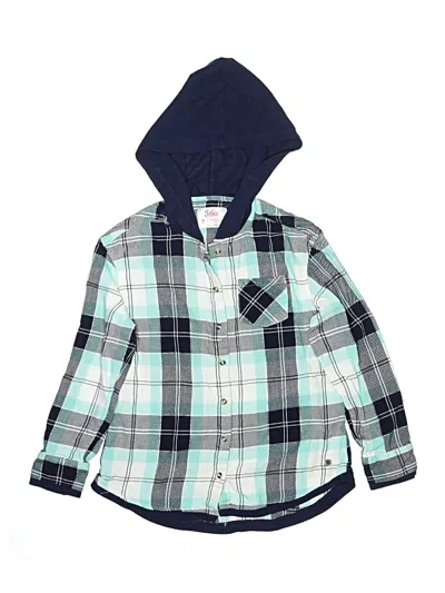 Pre-owned Justice Kids' Long Sleeve Button Down Shirt In Blue