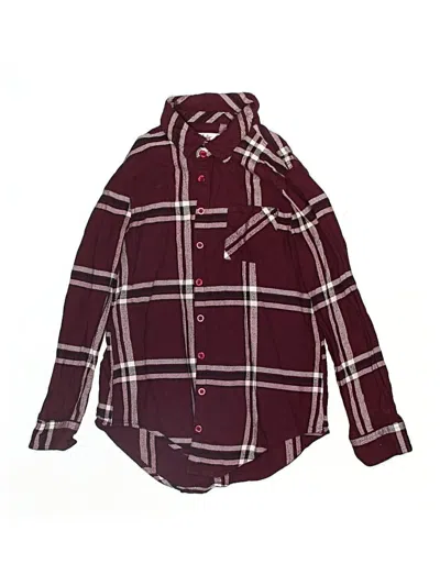 Pre-owned Justice Kids' Long Sleeve Button Down Shirt In Burgundy