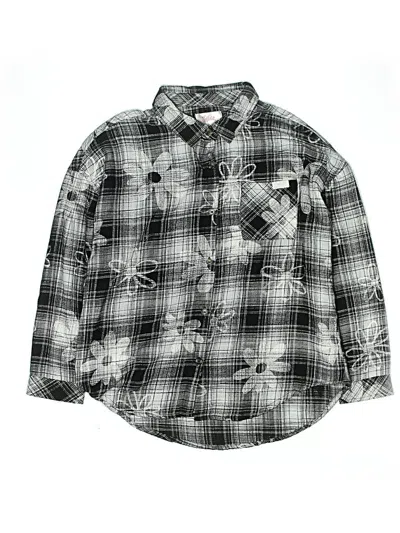 Pre-owned Justice Kids' Long Sleeve Button Down Shirt In Gray