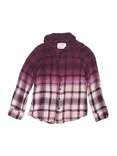 Pre-owned Justice Kids' Long Sleeve Button Down Shirt In Purple