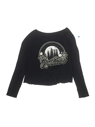 Pre-owned Justice Kids' Long Sleeve Top Black Off The Shoulder Neckline Tops