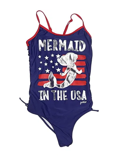 Pre-owned Justice Kids' One Piece Swimsuit In Blue