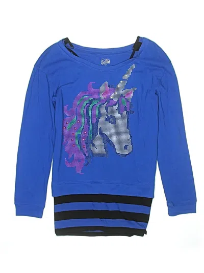 Pre-owned Justice Kids' Pullover Sweater In Blue