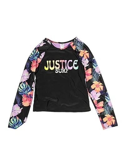 Pre-owned Justice Kids' Rash Guard In Black