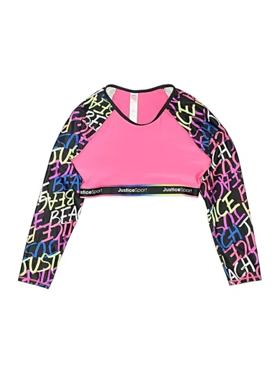 Pre-owned Justice Kids' Rash Guard In Pink