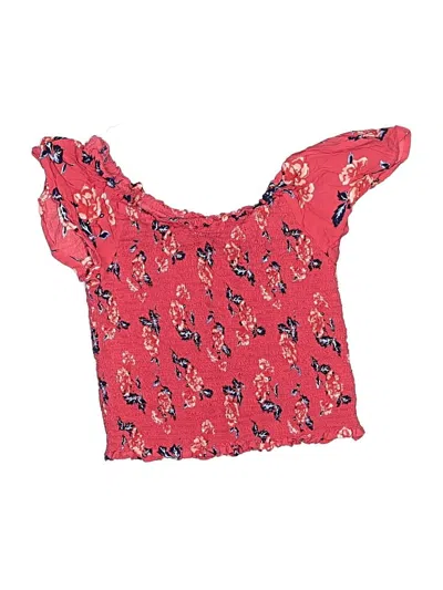 Pre-owned Justice Kids' Short Sleeve Blouse In Pink
