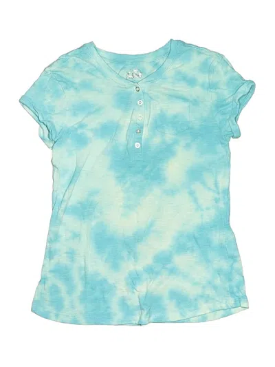 Pre-owned Justice Kids' Short Sleeve Henley Shirt In Teal