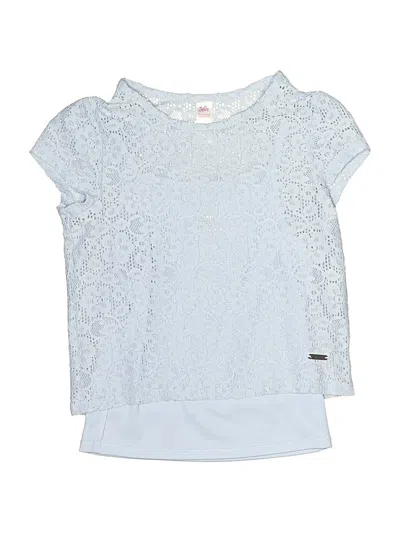 Pre-owned Justice Kids' Short Sleeve Top Blue Ruffles Neckline Tops