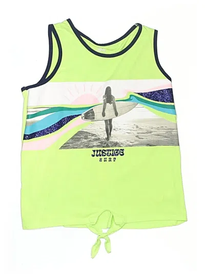 Pre-owned Justice Kids' Tank Top Green Halter Neckline Tops