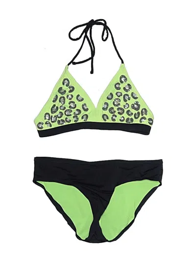 Pre-owned Justice Kids' Two Piece Swimsuit In Green